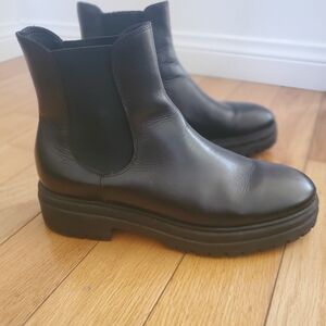 Italian Leather Black Ankle Boots for Women 9.5